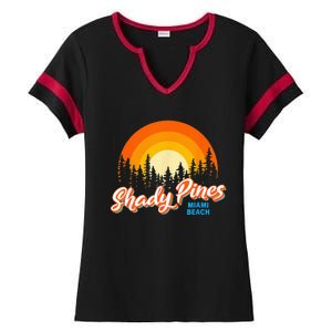 Shady Pines Miami Beach Florida Beach Summer Vacation Ladies Halftime Notch Neck Tee