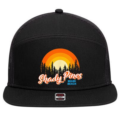 Shady Pines Miami Beach Florida Beach Summer Vacation 7 Panel Mesh Trucker Snapback Hat