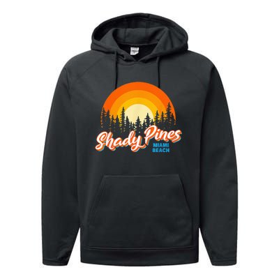 Shady Pines Miami Beach Florida Beach Summer Vacation Performance Fleece Hoodie