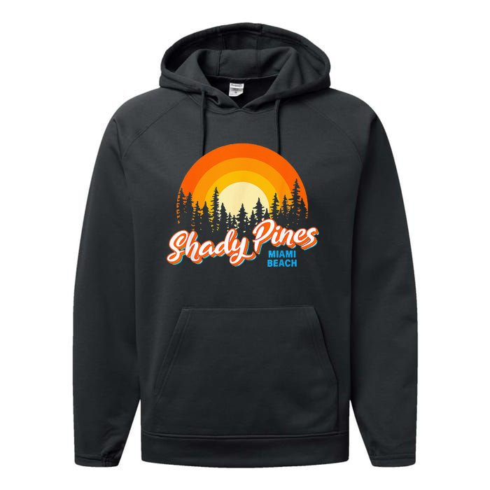 Shady Pines Miami Beach Florida Beach Summer Vacation Performance Fleece Hoodie