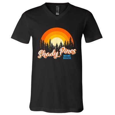 Shady Pines Miami Beach Florida Beach Summer Vacation V-Neck T-Shirt