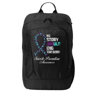 Suicide Prevention No Story Should End Teal & Purple Ribbon City Backpack