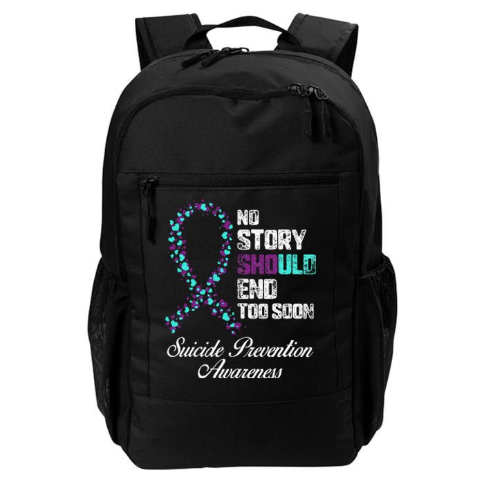 Suicide Prevention No Story Should End Teal & Purple Ribbon Daily Commute Backpack