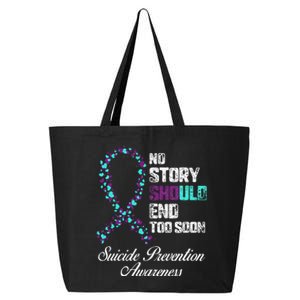 Suicide Prevention No Story Should End Teal & Purple Ribbon 25L Jumbo Tote