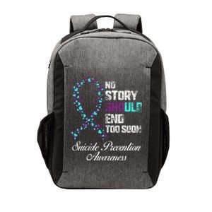 Suicide Prevention No Story Should End Teal & Purple Ribbon Vector Backpack