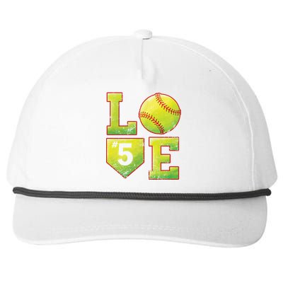 Softball Player Number 5 Softball Mom Dad #5 Biggest Fan Great Gift Snapback Five-Panel Rope Hat