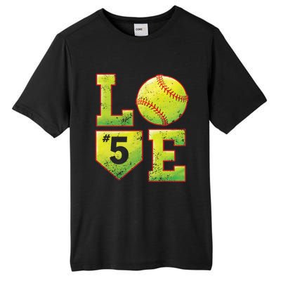 Softball Player Number 5 Softball Mom Dad #5 Biggest Fan Great Gift Tall Fusion ChromaSoft Performance T-Shirt