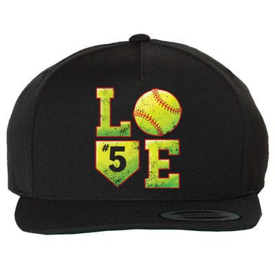 Softball Player Number 5 Softball Mom Dad #5 Biggest Fan Great Gift Wool Snapback Cap