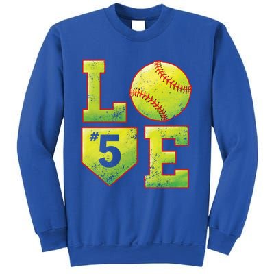 Softball Player Number 5 Softball Mom Dad #5 Biggest Fan Great Gift Sweatshirt