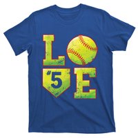 Softball Player Number 5 Softball Mom Dad #5 Biggest Fan Great Gift T-Shirt