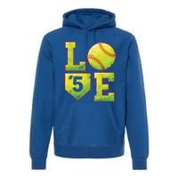 Softball Player Number 5 Softball Mom Dad #5 Biggest Fan Great Gift Premium Hoodie