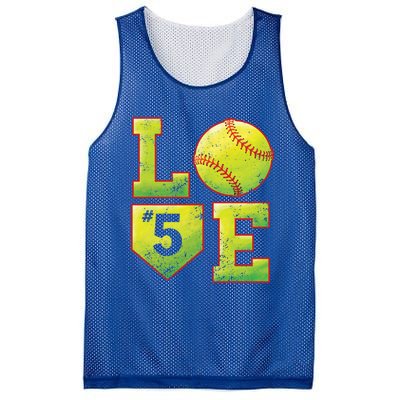 Softball Player Number 5 Softball Mom Dad #5 Biggest Fan Great Gift Mesh Reversible Basketball Jersey Tank