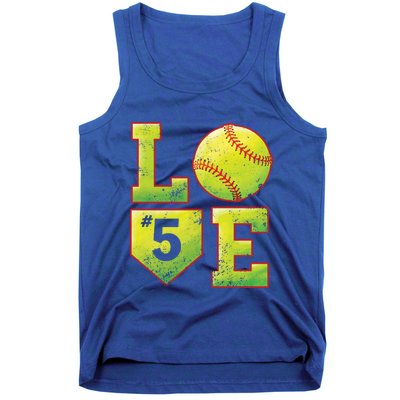 Softball Player Number 5 Softball Mom Dad #5 Biggest Fan Great Gift Tank Top