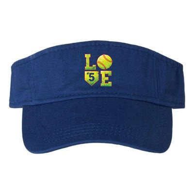 Softball Player Number 5 Softball Mom Dad #5 Biggest Fan Great Gift Valucap Bio-Washed Visor