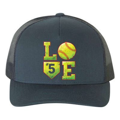 Softball Player Number 5 Softball Mom Dad #5 Biggest Fan Great Gift Yupoong Adult 5-Panel Trucker Hat