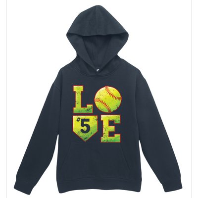 Softball Player Number 5 Softball Mom Dad #5 Biggest Fan Great Gift Urban Pullover Hoodie