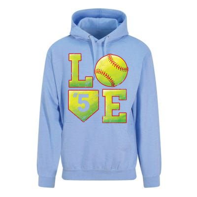 Softball Player Number 5 Softball Mom Dad #5 Biggest Fan Great Gift Unisex Surf Hoodie