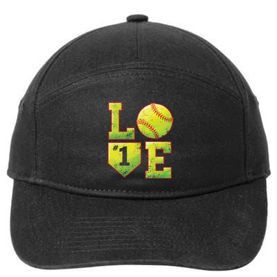 Softball Player Number 1 Softball Mom Dad #1 Biggest Fan Gift 7-Panel Snapback Hat