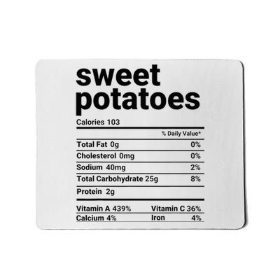 Sweet Potatoes Nutrition Facts Thanksgiving Costume Mousepad