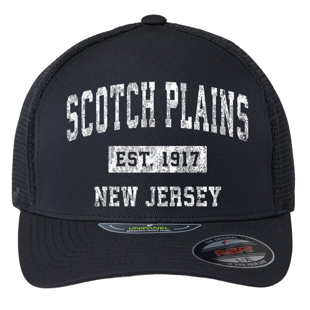 Scotch Plains New Jersey Nj Vintage Sports Flexfit Unipanel Trucker Cap