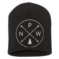 Simple Pacific Northwest Accessory Arrows Pine Tree PNW Short Acrylic Beanie