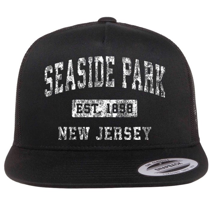 Seaside Park New Jersey Nj Vintage Established Sports Flat Bill Trucker Hat