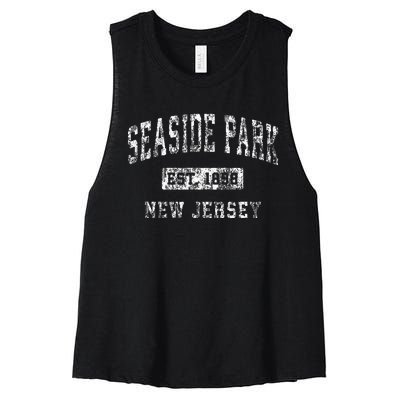 Seaside Park New Jersey Nj Vintage Established Sports Women's Racerback Cropped Tank