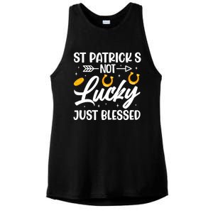 St Patricks Not Lucky Just Blessed Gift Ladies PosiCharge Tri-Blend Wicking Tank