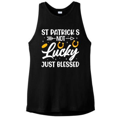 St Patricks Not Lucky Just Blessed Gift Ladies PosiCharge Tri-Blend Wicking Tank