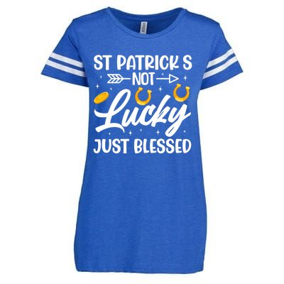 St Patricks Not Lucky Just Blessed Gift Enza Ladies Jersey Football T-Shirt