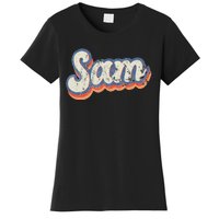 Sam Personalized Name Custom Lettering 70's Women's T-Shirt