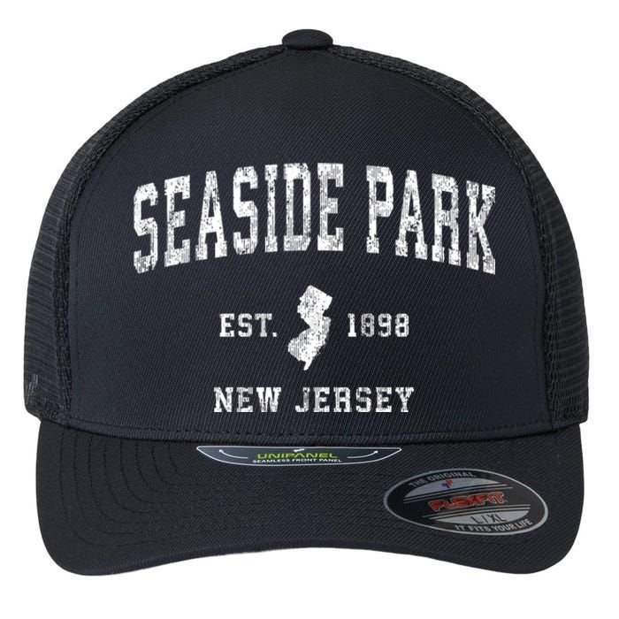 Seaside Park New Jersey Nj Vintage Established Sports Design Flexfit Unipanel Trucker Cap