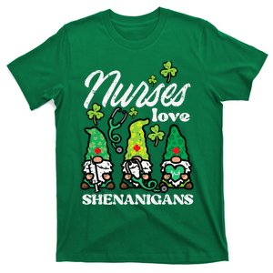 St Patricks Nurses Love Shenanigans Gnomes Scrub Top Wo T-Shirt