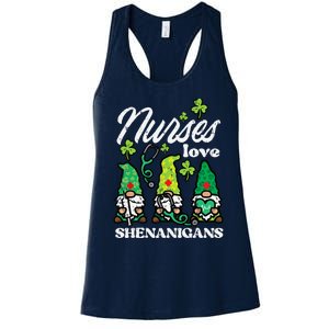 St Patricks Nurses Love Shenanigans Gnomes Scrub Top Wo Women's Racerback Tank