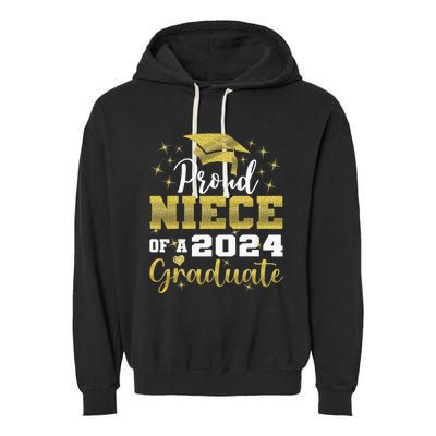 Super Proud Niece Of 2024 Graduate Awesome Family College Garment-Dyed Fleece Hoodie