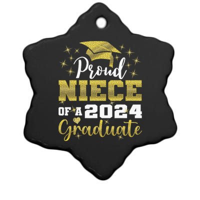 Super Proud Niece Of 2024 Graduate Awesome Family College Ceramic Star Ornament