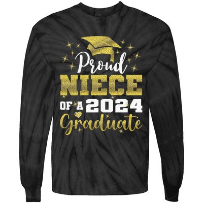 Super Proud Niece Of 2024 Graduate Awesome Family College Tie-Dye Long Sleeve Shirt