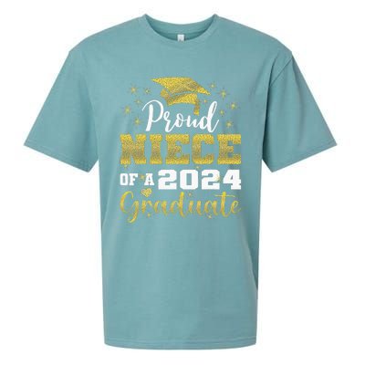 Super Proud Niece Of 2024 Graduate Awesome Family College Sueded Cloud Jersey T-Shirt