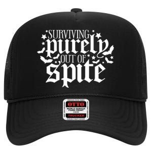 Surviving Purely Out Of Spite Print Casual High Crown Mesh Back Trucker Hat