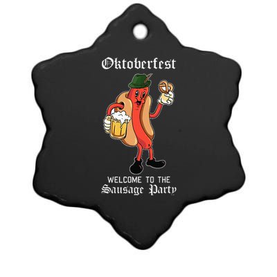 Sausage Party Oktoberfest Funny Bratwurst German Festival Ceramic Star Ornament