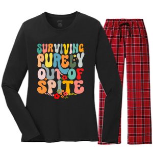 Surviving Purely Out Of Spite Women's Long Sleeve Flannel Pajama Set 