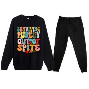 Surviving Purely Out Of Spite Premium Crewneck Sweatsuit Set