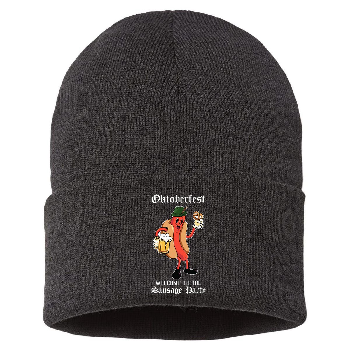 Sausage Party Oktoberfest Funny Bratwurst German Festival Sustainable Knit Beanie
