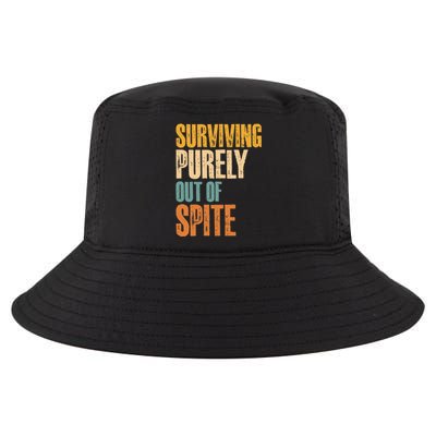 Surviving Purely Out Of Spite Vintage Humorous Cool Comfort Performance Bucket Hat