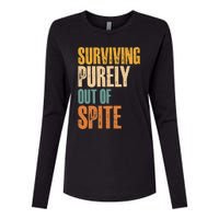 Surviving Purely Out Of Spite Vintage Humorous Womens Cotton Relaxed Long Sleeve T-Shirt