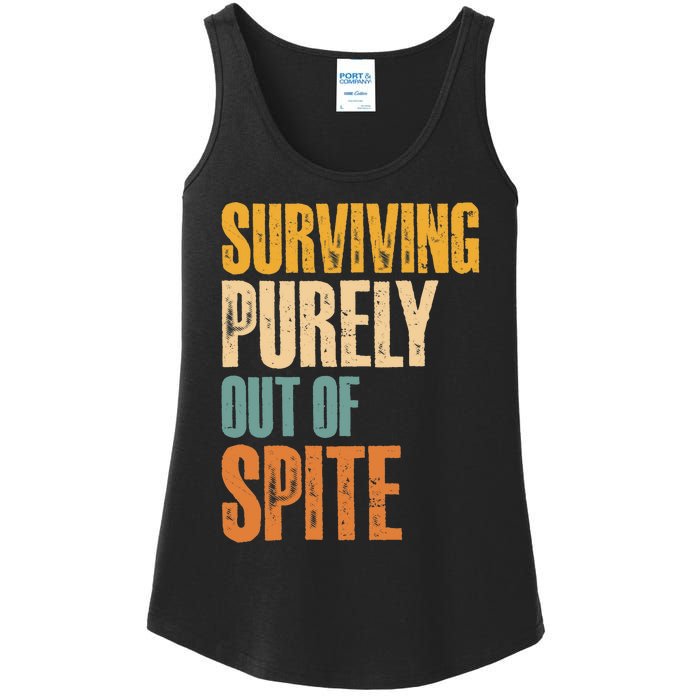 Surviving Purely Out Of Spite Vintage Humorous Ladies Essential Tank