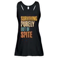 Surviving Purely Out Of Spite Vintage Humorous Ladies Essential Flowy Tank