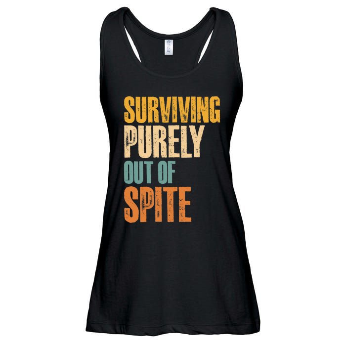 Surviving Purely Out Of Spite Vintage Humorous Ladies Essential Flowy Tank