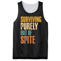 Surviving Purely Out Of Spite Vintage Humorous Mesh Reversible Basketball Jersey Tank