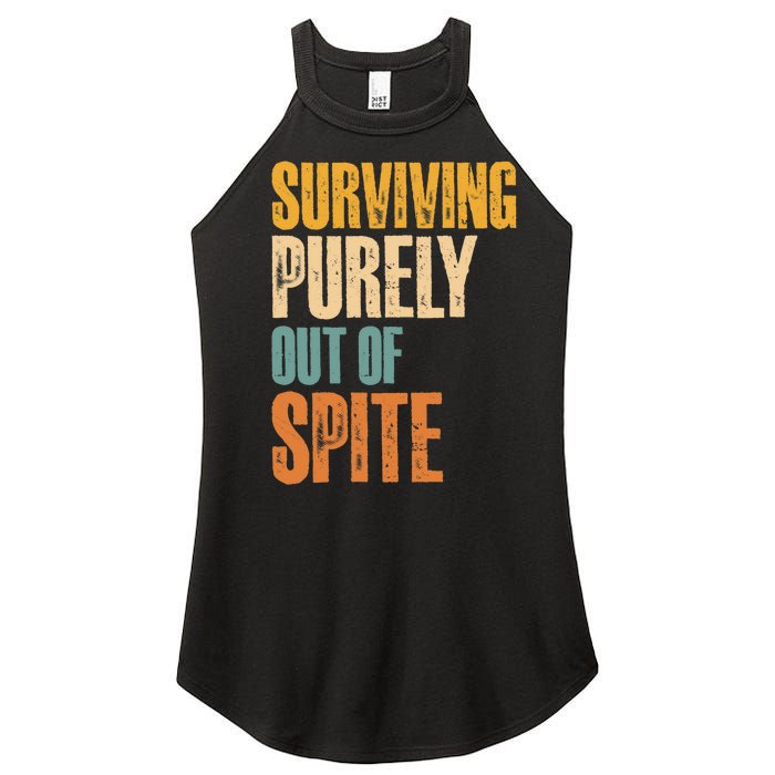 Surviving Purely Out Of Spite Vintage Humorous Women's Perfect Tri Rocker Tank